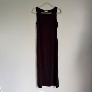 Vintage CDC Plum Purple Crinkle Cupro Rayon Maxi Dress sz 10 Double Side Slit